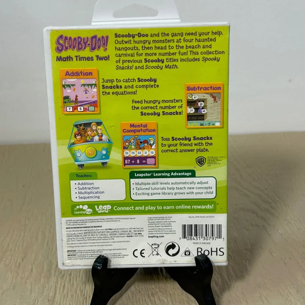 LeapFrog Leapster Scooby-Doo Math Times K-2nd Grade Ages 5-8 Educationalp‎